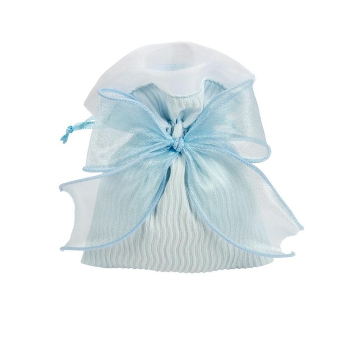 SACCHETTO PLISSE' CON FIOCCO ORGANZA CM10X13H CELESTE